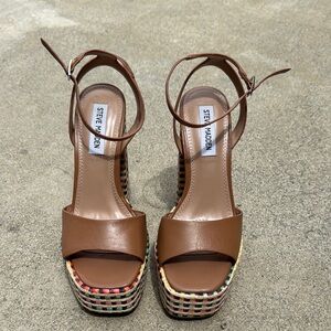 Steve Madden Brown Platform Sandals with Ankle Strap